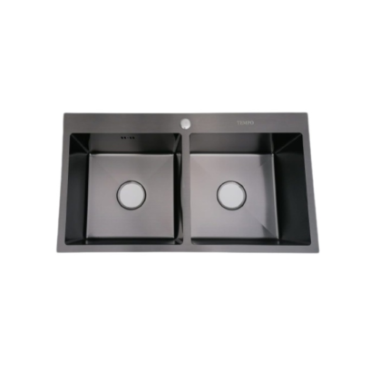 Set Chiuveta de bucatarie 45/80 inox cuva dubla handmade cu sifon si scurgator de vase inclus