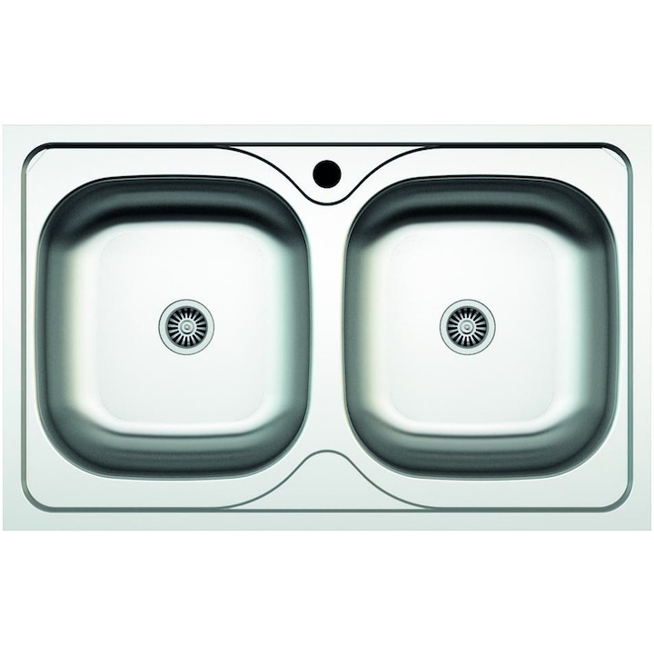 Inox satinat Chiuveta cu doua cuve pentru masca Z-INOX ZLN-0209, Inox satinat, 50x80 cm