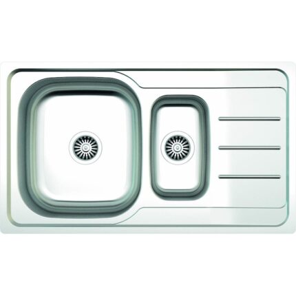 Chiuveta pentru blat cuva mare+cuva mica Z-INOX ZLN-9287, Inox anticalcar, 50x86 cm, Cuve stanga