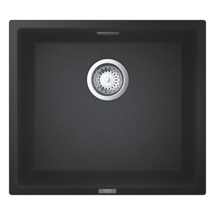 Chiuveta compozit Grohe K700U 31653AP0, 457x406 mm, montare sub blat, evacuare manuala, Kit montaj si evacuare inclus, Negru granit