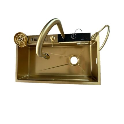 Chiuveta Gold, smart multifunctionala de bucatarie, Baterie si accesorii incluse, LED si display digital, 800x460x220