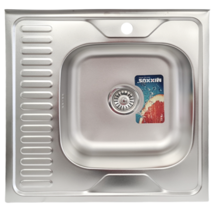 Chiuveta bucatarie Mixxus, Z6060R-06-160MD, adancime 160 mm, sifon complet, clame montare, inox