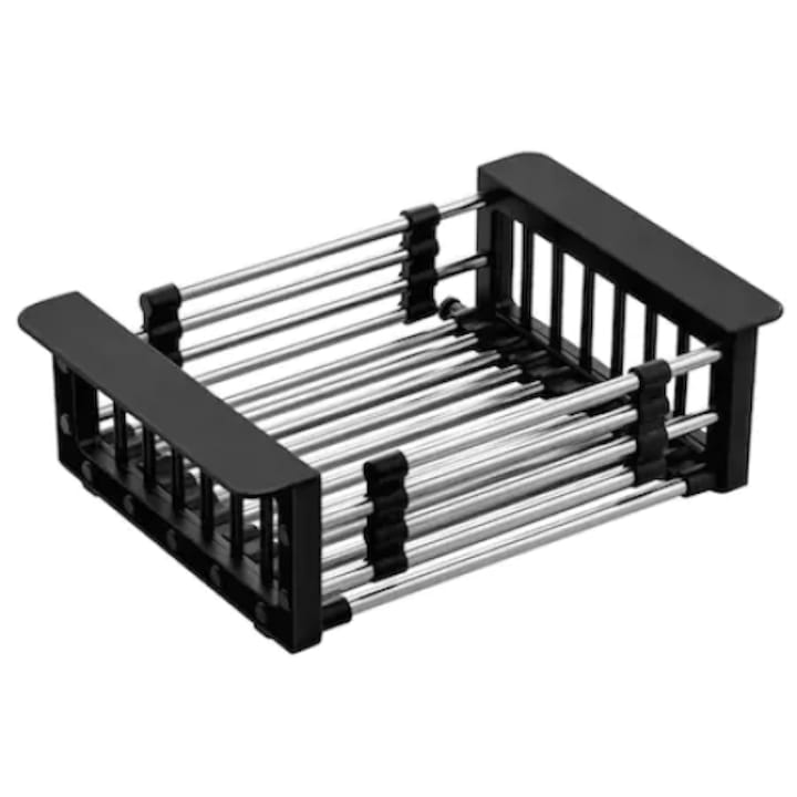 Cos pentru scurgere chiuveta de bucatarie, telescopic, negru