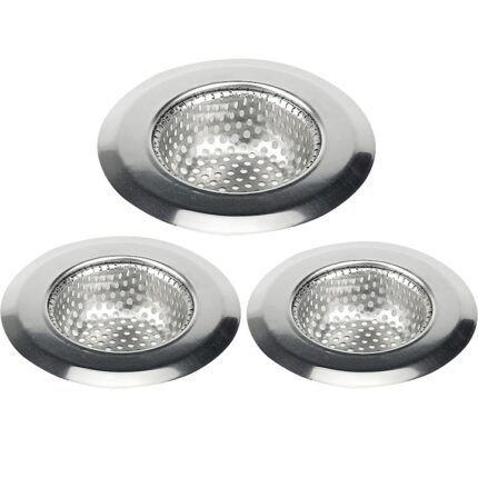 Set 3 site chiuveta pentru protectie scurgere, Axroad Mall, Durabil, Rezistent la rugina, Usor de curatat, Pentru pardoseala, baie sau bucatarie, Otel inoxidabil, 7.5*7.5*1.6cm, Argintiu