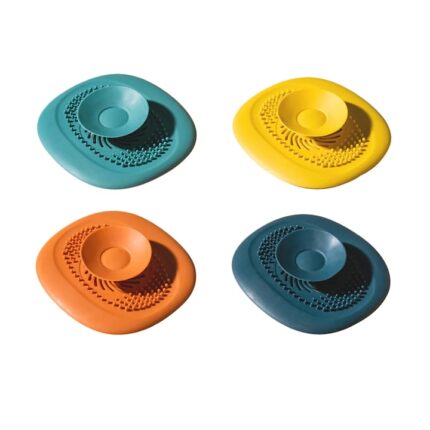 Set 4 site din silicon pentru chiuveta reutilizabil, NUODWELL, Pentru bucatarie, baie si camera de spalare, Usor de utilizat si de curatat, 10 x 10.5 cm, Multicolor