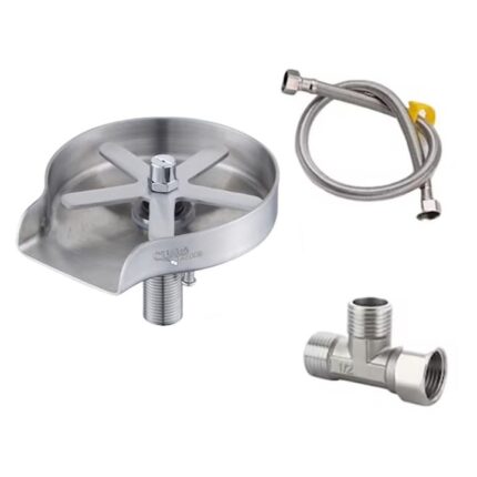 Spalator pentru pahare/sticle din inox, cu presiune, kit de asamblare inclus, fixare pe chiuveta, pentru baruri, restaurante, casa, Crom