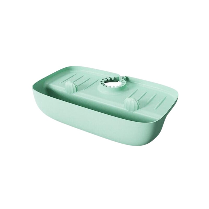 Covoras chiuveta cu suport pentru accesorii baie/ bucatarie, silicon, orificii scurgere, albastru, 27 x 14 x 5 cm