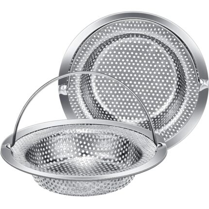 Set 2 site chiuveta pentru protectie scurgere, Axroad Mall, Rezistent la rugina si coroziune, Design ergonomic, Usor de curatat, Pentru pardoseala, baie sau bucatarie, Inox, 8*8*2cm, Argint