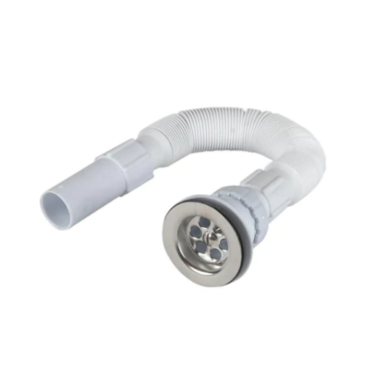 Racord flexibil 1,1/2″ x 40, piulita din plastic si ventil chiuveta cu sita din otel inoxidabil, A33, Hypo