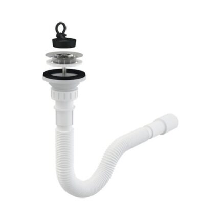 Racord flexibil 5/4″ x 40/32 AlcaPlast A750, cu piulita din plastic + ventil chiuveta cu sita din otel inoxidabil A31