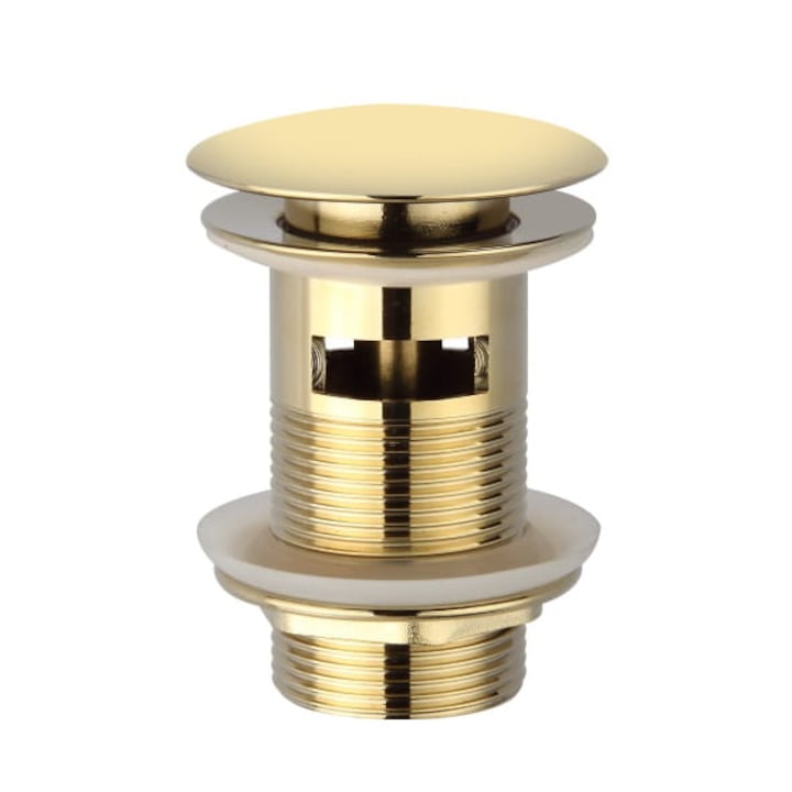 Dop de chiuveta KLIK-KLAK, SOTBE, metal, iesire de debit, auriu, materiale robuste, rezistent la rugina, consum redus de apa