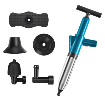 Pompa cu aer comprimat pentru desfundat, WALALLA, 5 fitinguri, Plastic, Multicolor