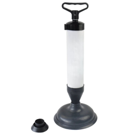 Pompa Pentru Desfundat Chiuvete, Toalete, Cazi, Cabine de Dus si Tevi SUPER TRENDS®, 2 Capete Interschimbabile, cu Aer Comprimat, Alb