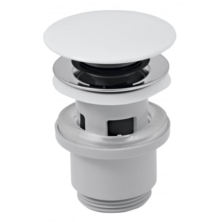 Ventil scurgere cu dop ceramic alb click-clack