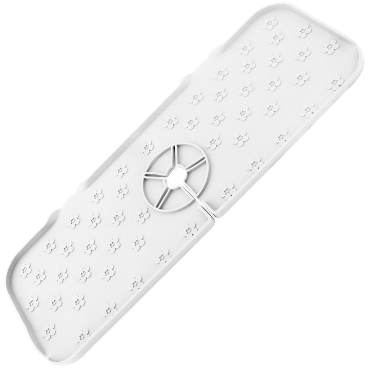 Covoras din silicon pentru chiuveta, Zola, flexibil, 36.5x14 cm, alb