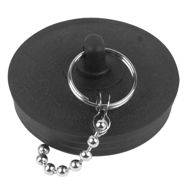 Dop pentru chiuveta cu lant inoxidabil, Cauciuc, diametru 4.5 cm