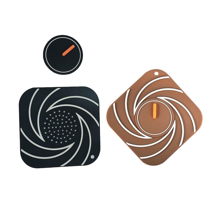 Capac din cauciuc siliconat AdyMel®, set 2 buc, pentru protectie mirosuri neplacute, anti-gandaci, scurgere chiuveta, cada, dus, sifon, negru si maro