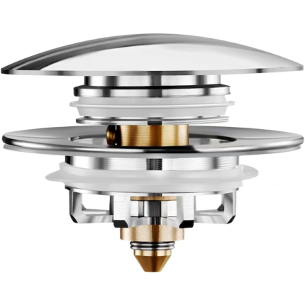 Dop de scurgere universal pentru chiuveta, cabina de dus sau cada, efect antiinfundare scurgere, garnitura din silicon, 37-60 mm, argintiu, alama