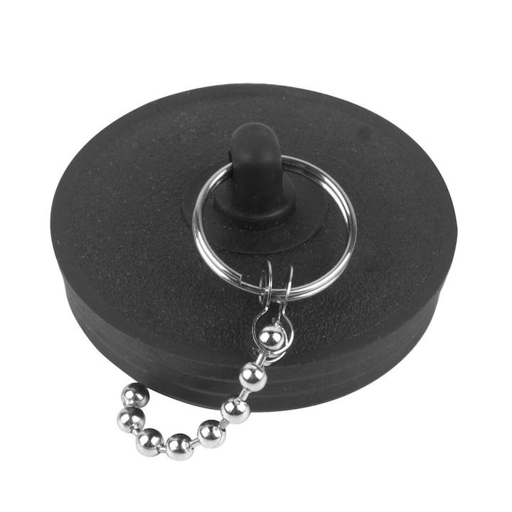 Dop Pentru Chiuveta Cu Lant Inoxidabil, Cauciuc, Sferique