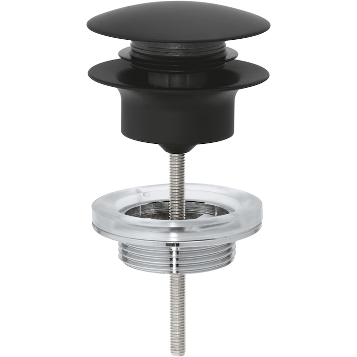 Ventil push to open Grohe 29510KF0, universal, 1 1/4'', compensare lungime, alama, mat, negru