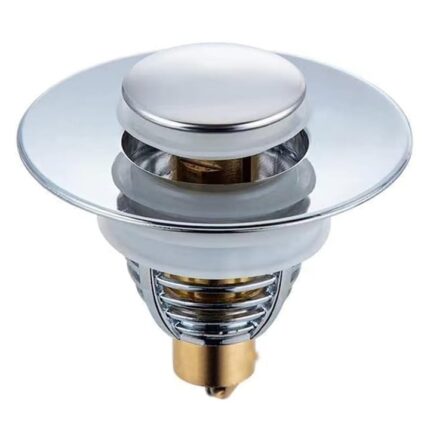 Dop de scurgere pop-up pentru chiuveta, JENUOS®, pentru Protectie Anti Infundare Sifon, usor de instalat si de utilizat, 3, 2 cm, Alama/Silicon, Argint