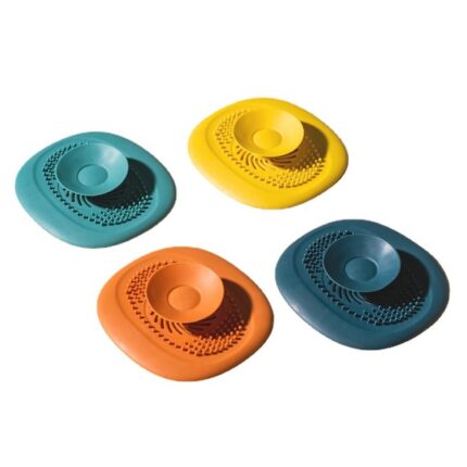 Set 4 site cu ventuza din silicon pentru chiuveta, JENUOS®, protectie scurgere impuritati cu ventuze de prindere, Multicolor