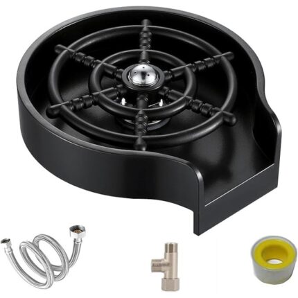 Dispozitiv curatare pahare, Furtun de 80 cm, Otel inoxidabil/ABS, Negru