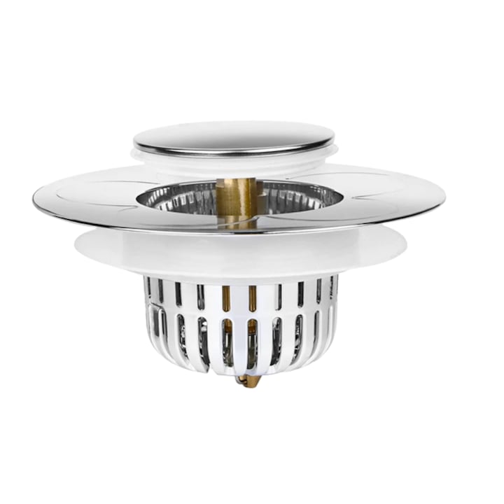 Filtru de scurgere cu dop pentru chiuveta Jognee, otel inoxidabil, argintiu, 110 x 65 mm