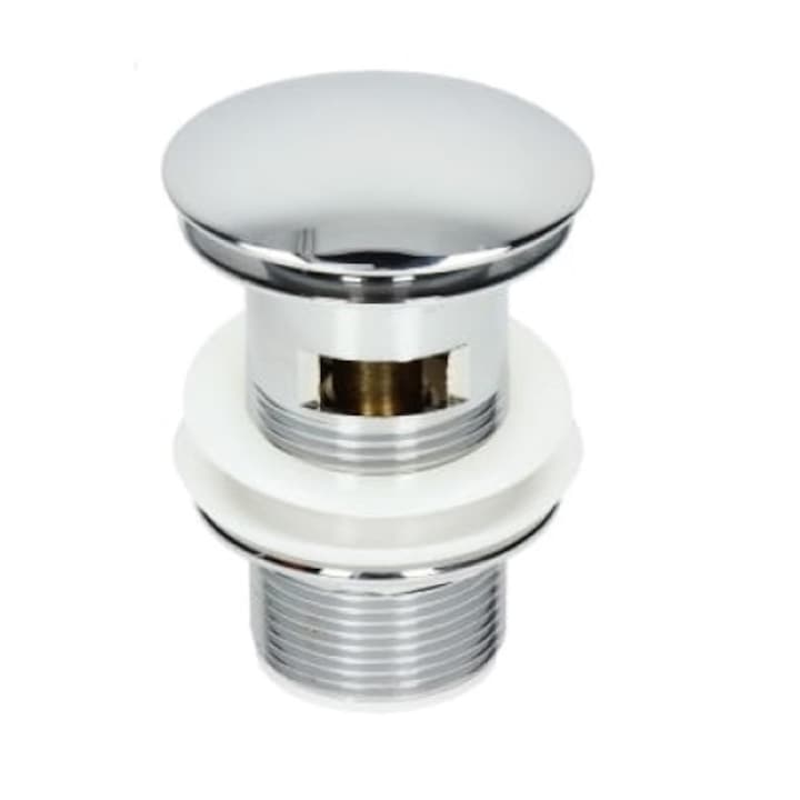 Dop lavoar CLICK-CLACK, SOTBE, flux metalic, crom, argintiu, materiale durabile, rezistent la rugina, consum redus de apa