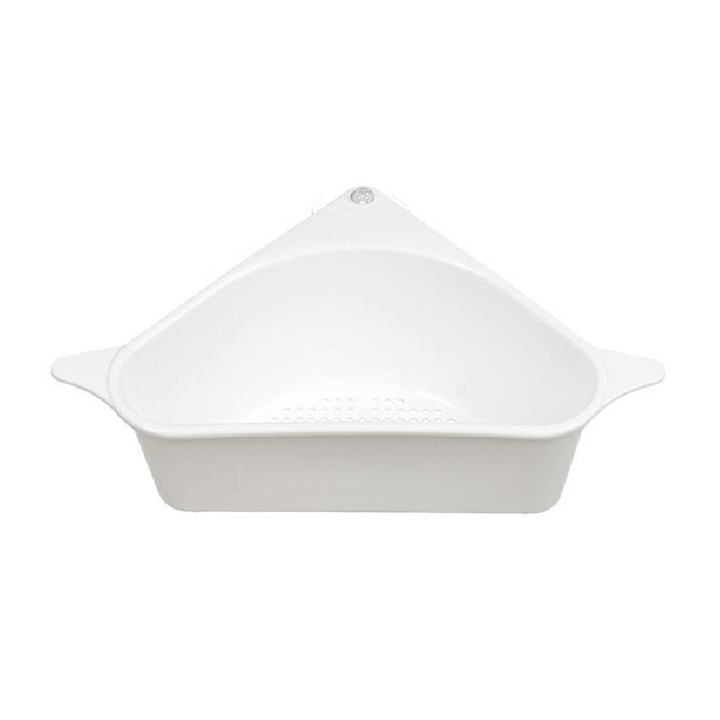 Cos de resturi si organizator pentru chiuveta, 2 in 1, Multifunctional, Montare pe chiuveta cu ventuza, 18*18*23 cm, Alb