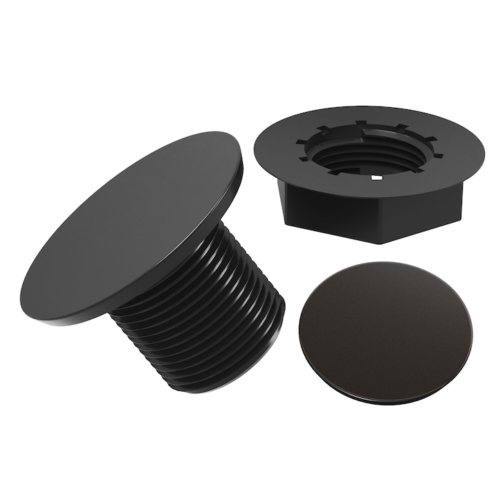 Capac pentru chiuveta de bucatarie, Granitan, PVC/Otel, Negru