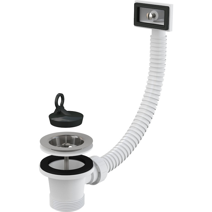 Ventil pentru chiuveta bucatarie Alcaplast A331 6/4" , cu sita din otel inoxidabil DN70, si Preaplin Flexibil