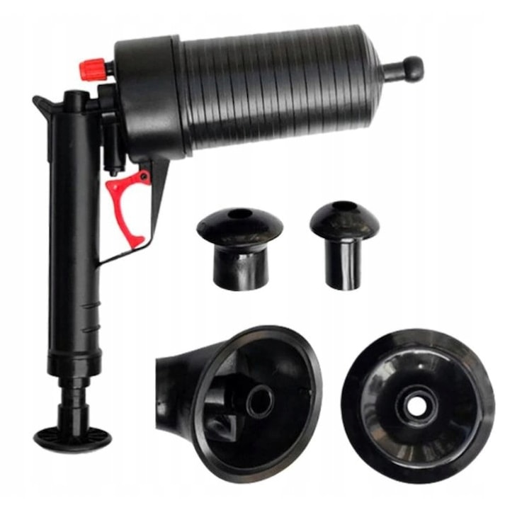 Pistol pentru curatarea tevilor cu aer comprimat, Zola®, 4 capete, 25x9x27 cm