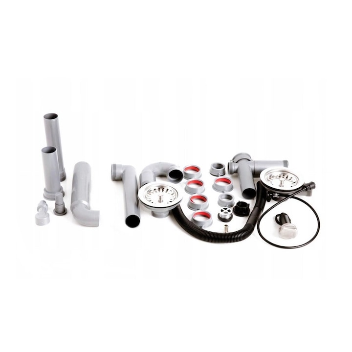 Kit sifon scurgere pentru chiuvete cu 2 cuve, ventil cu inchidere automata, Franke 112.0070.253