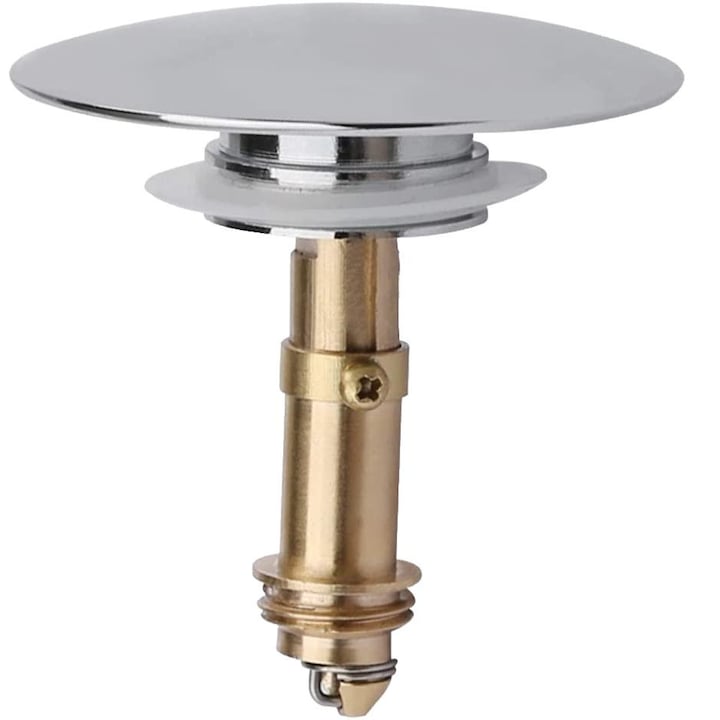 Dop cu arc de tip pop-up pentru chiuveta de bucatarie, baie, lavoar, cada, Alama, 66mm, Argintiu