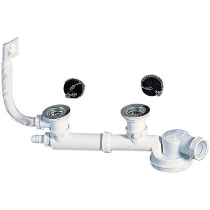 Sifon extra-plat cu preaplin Wirquin, pentru bucatarie, cu conectare suplimentara
