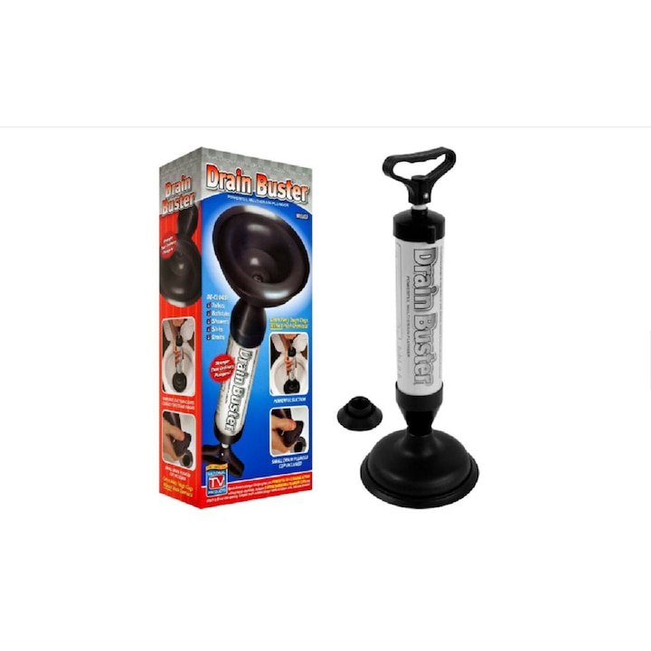 Pompa pentru desfundat chiuvete si toalete,Drain Buster,negru argintiu