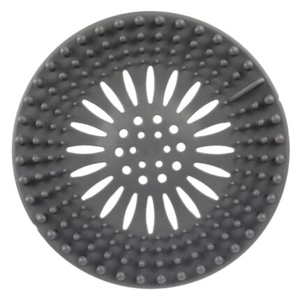 Sita pentru sifon Shopiens® de culoare gri cu gauri moi ce opresc firele de par si resturile, din cauciuc, 13 x 1 cm