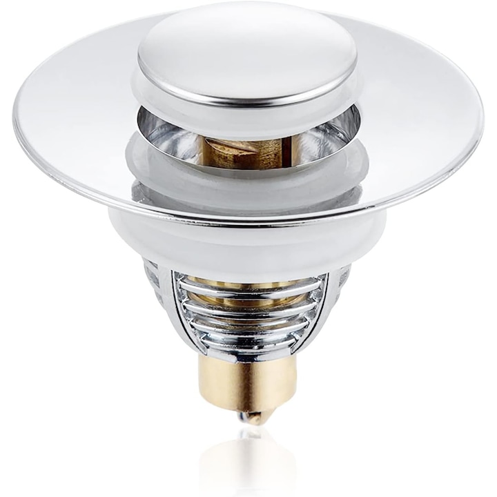 Dop pentru chiuveta, Sunmostar, Otel inoxidabil/Alama, 32mm, Argintiu