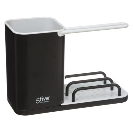 Organizator pentru chiuveta, 5Five Simply Smart, Plastic, 14.6x21x9 cm, Negru