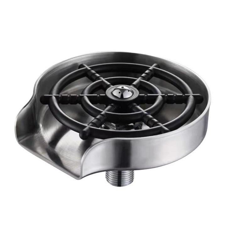 Dispozitiv Clatire Pahare cu Presiune Mare, Cu 5 orificii de pulverizare, Inox, Include Teu, Racord Flexibil