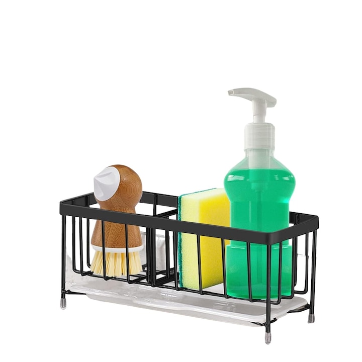 Organizator chiuveta KkvoGmle, inox, negru, 9.5x21x8.6cm