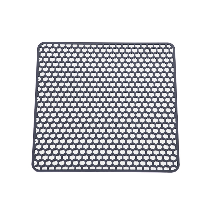 Covoras de protectie pentru chiuveta de bucatarie, Sunmostar, Silicon, Gri