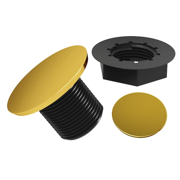 Dop pentru chiuveta, Granitan, Inox, 35 mm, Auriu/Negru