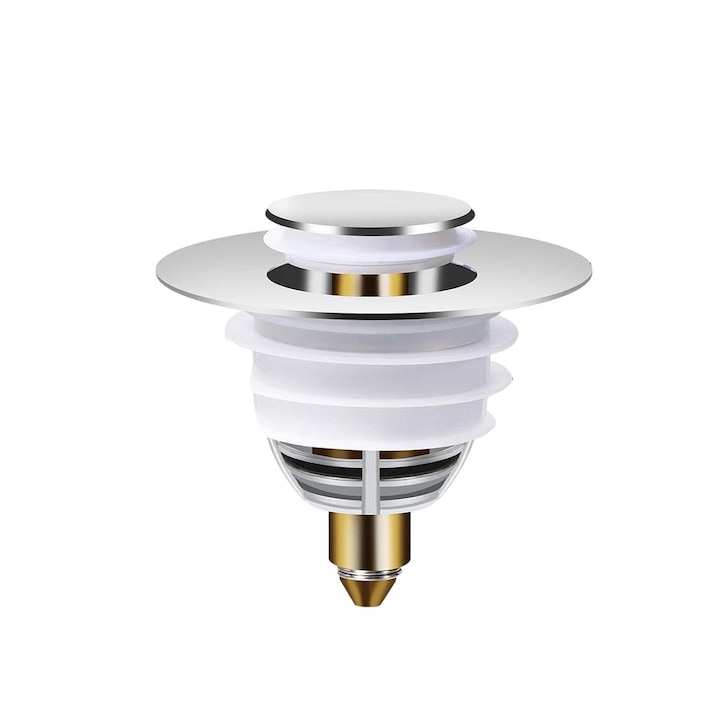 Ventil scurgere QttvbTna, cupru/ABS, argintiu, 32-42mm