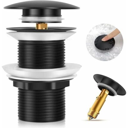 Sifon lavoar fara preaplin, QttvbTna, etansare dubla silicon, negru matte, G1 1/4 inch