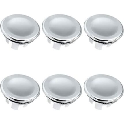 Set de 6 inele pentru preaplin lavoar QttvbTna, inox si ABS, cromat, 35x30mm