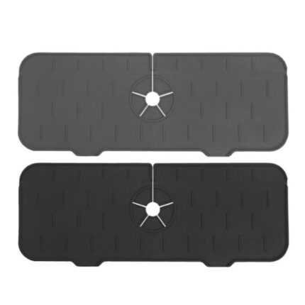 Set 2 covorase chiuveta, PARAFASA, Silicon, 6.3x14x37 cm, Negru/Gri
