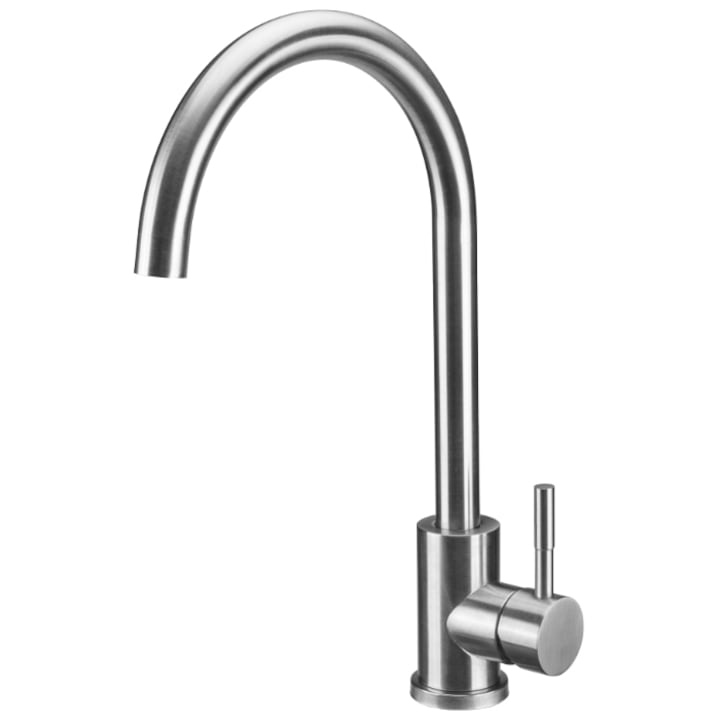 Baterie bucatarie Evosanitary 5001, tip U, monocomanda, racorduri, cartus ceramic, inox