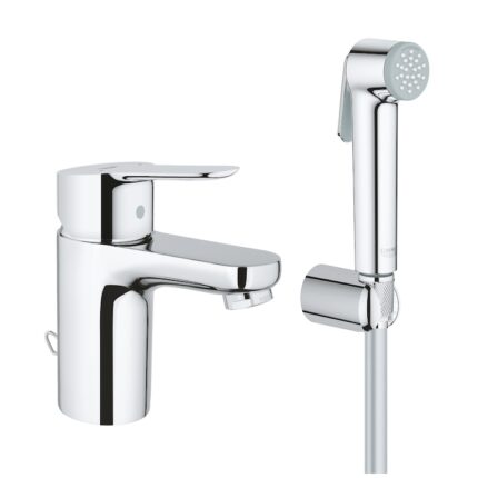 Baterie lavoar Grohe BauEdge 23757000, 3/8'', S, 146 mm, dus igienic, crom
